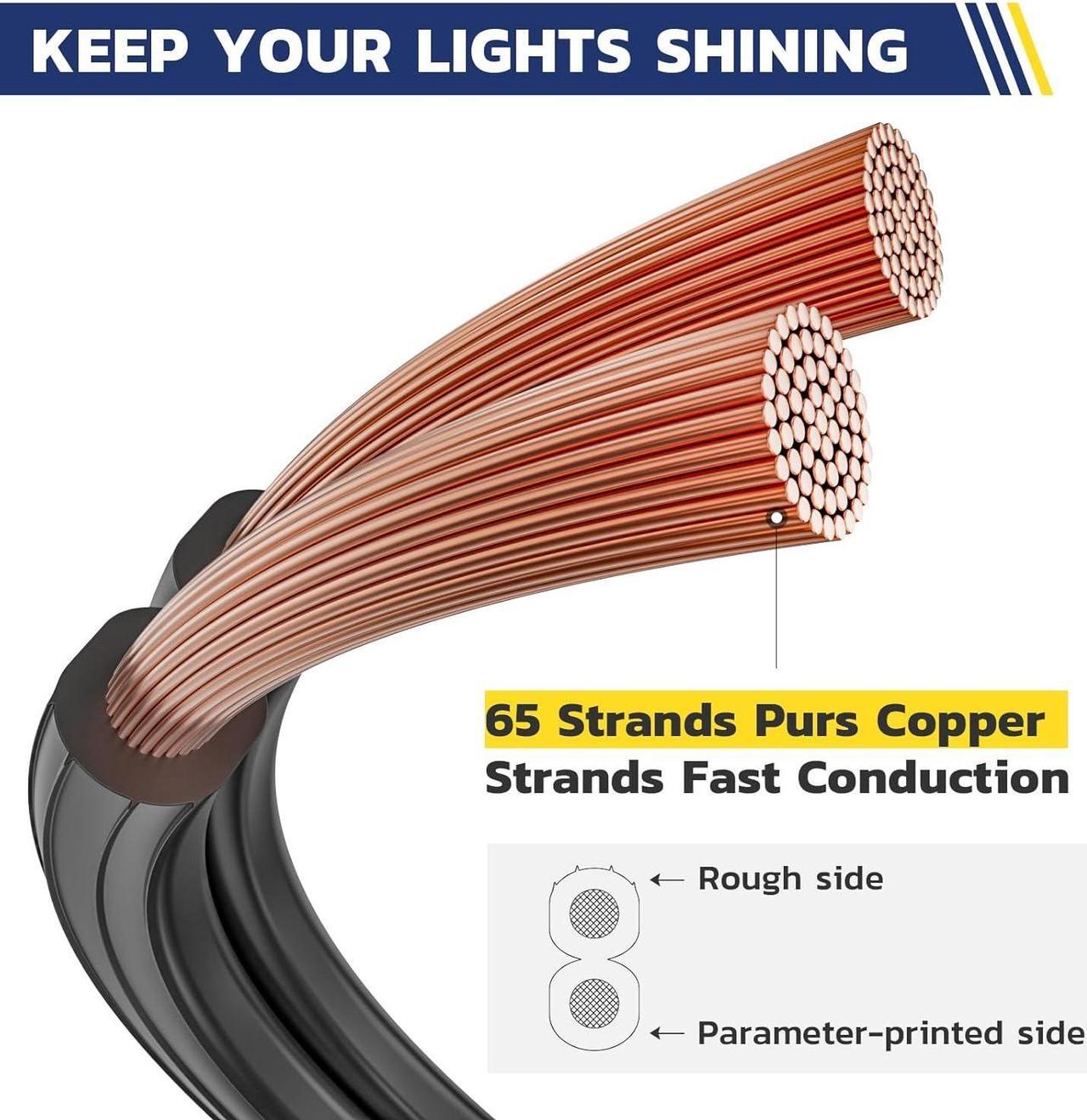 Alt view image 2 of 6 - Low Voltage Landscape Wire,12/2 500FT haisstronica Landscape Lighting Copper Wire 12 Gauge 2 Conductor Landscaping Lights Wired Outdoor Direct Burial Electrical Wire