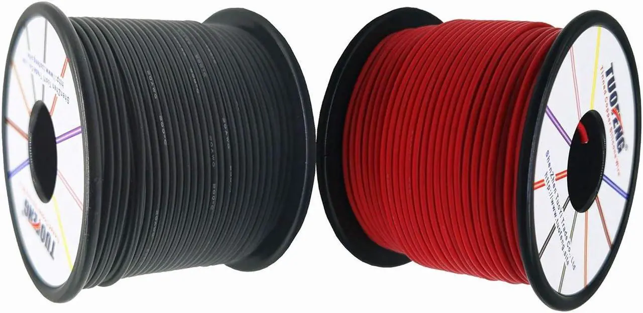 Main image of 20 AWG Electrical Wire 400 Feet Stranded Wire [200 ft Black and 200 ft Red] Flexible Silicone Wire 20 Gauge Hook Up Wire Cable of Tinned Copper Wire