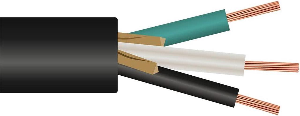 Main image of 75' 10/3 SOOW SO Electric Wire Cord Heavy Duty Portable Power Cable for Indoor, Outdoor, Industrial 10 Gauge 3 Conductor Copper Wire Black