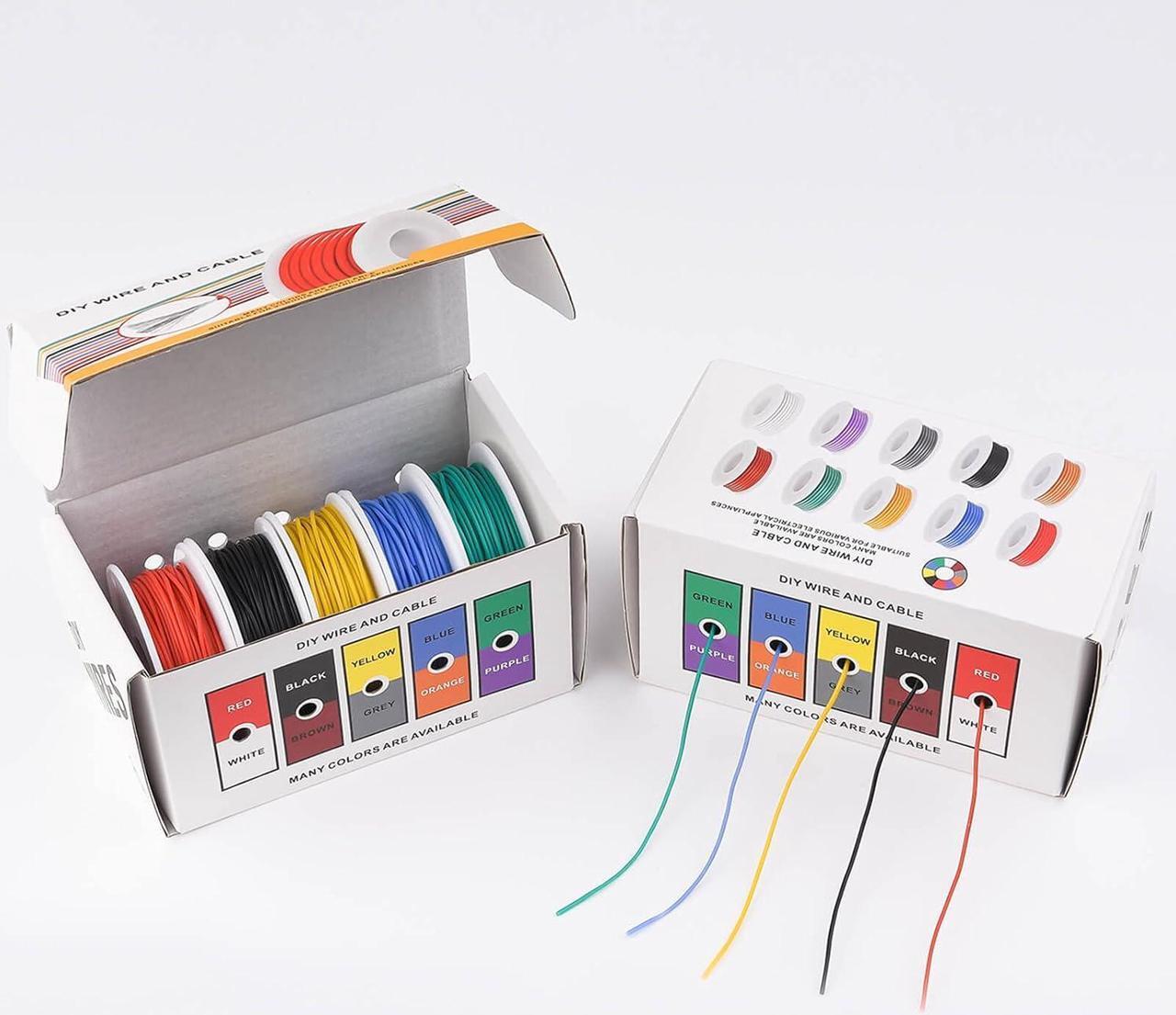 Alt view image 5 of 6 - 28 AWG Stranded Electrical Wire 28 Gauge Tinned Copper Wires Flexible Silicone Electric Hookup Wire Kit OD:1.2mm, 5 Colors 32.8ft/10m Each, DIY/Automotive/Home/Power Wiring Kit by Sznnzd