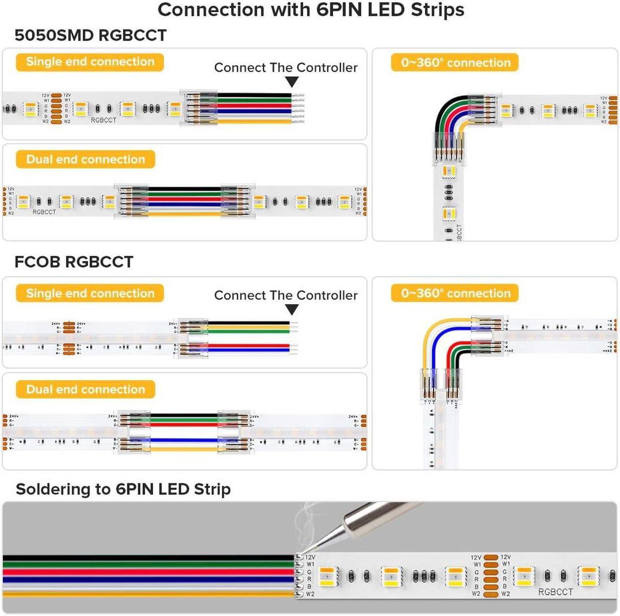 Alt view image 5 of 6 - BTF-LIGHTING 6 Conductor 24 Gauge Wire Cord 6Pin 24AWG 32.8ft/10m 6 color Electrical Extension Flexible Cable LED Strip Light Wire Connection for FCOB COB 5050 SMD RGBCCT RGBWW Color Changing LED Tape