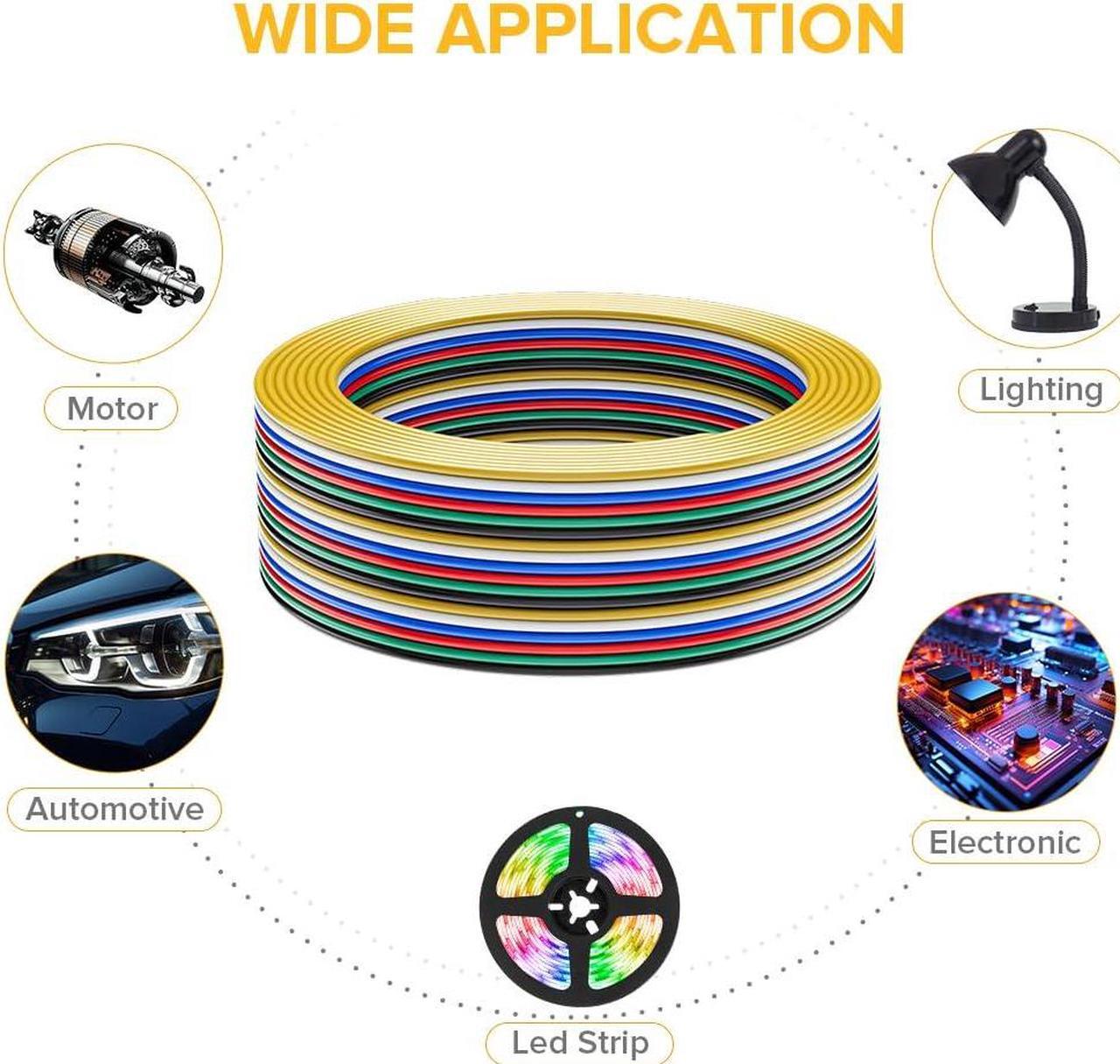 Alt view image 6 of 6 - BTF-LIGHTING 6 Conductor 24 Gauge Wire Cord 6Pin 24AWG 32.8ft/10m 6 color Electrical Extension Flexible Cable LED Strip Light Wire Connection for FCOB COB 5050 SMD RGBCCT RGBWW Color Changing LED Tape