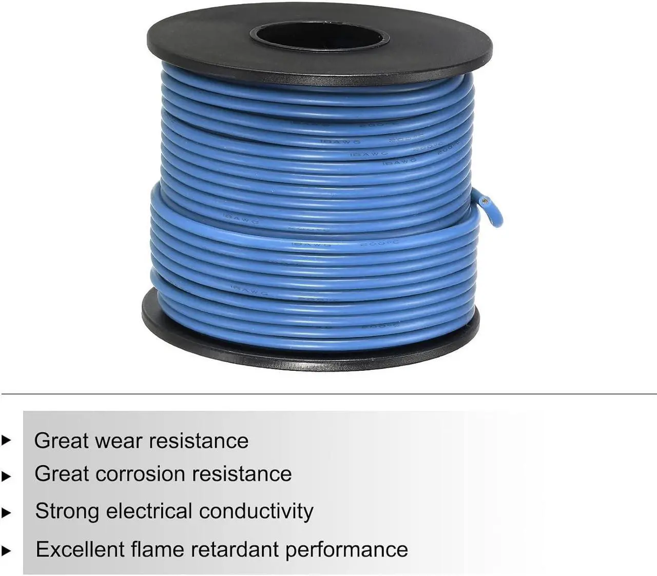 Alt view image 3 of 7 - MECCANIXITY 18 Gauge Wire Silicone Wire 18AWG Electrical Wire Stranded Wire High Temperature Hookup Wire Tinned Copper Wire 30m/100ft Blue Spool for Model Wiring, DIY Wiring