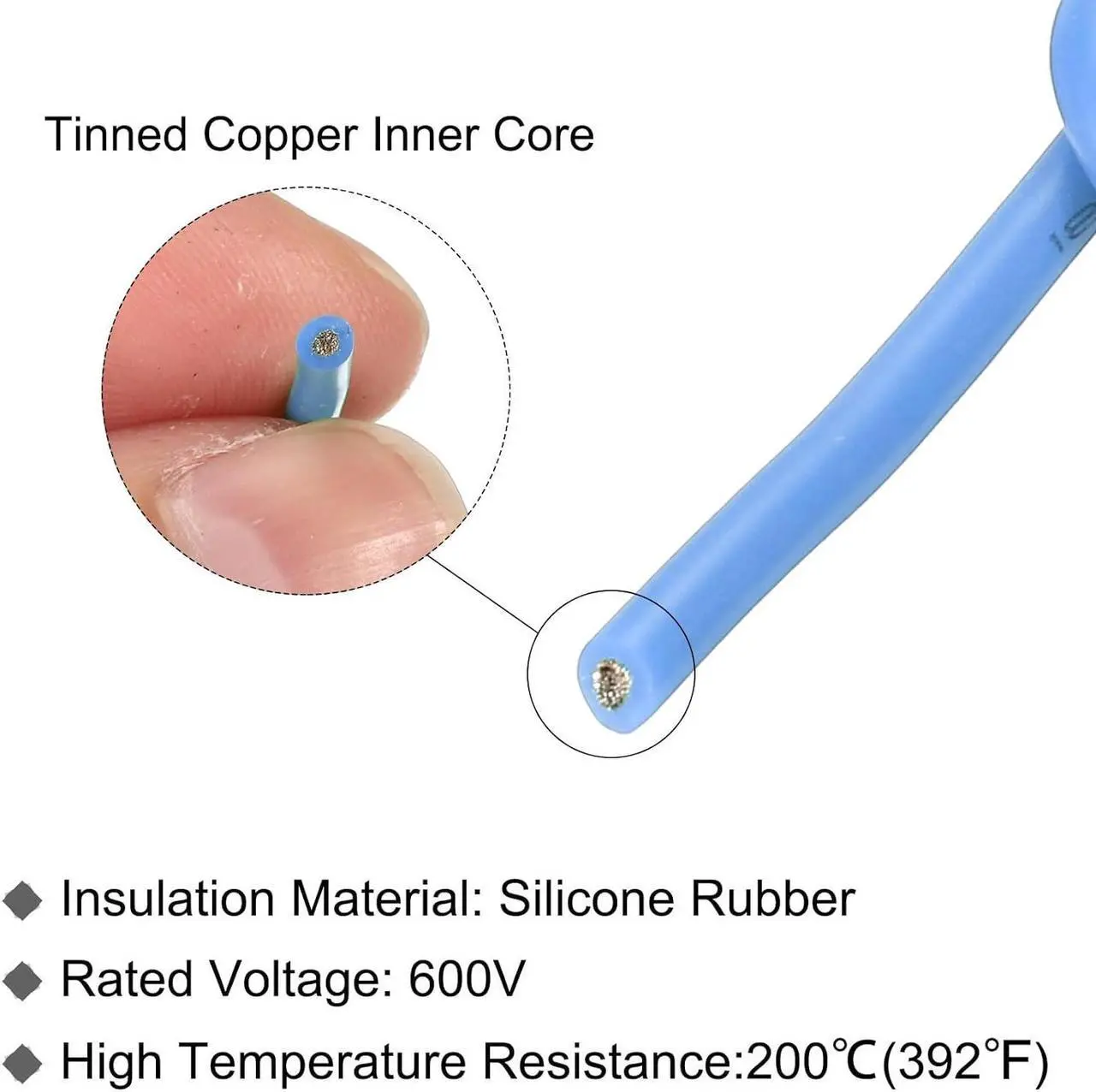Alt view image 4 of 7 - MECCANIXITY 18 Gauge Wire Silicone Wire 18AWG Electrical Wire Stranded Wire High Temperature Hookup Wire Tinned Copper Wire 30m/100ft Blue Spool for Model Wiring, DIY Wiring