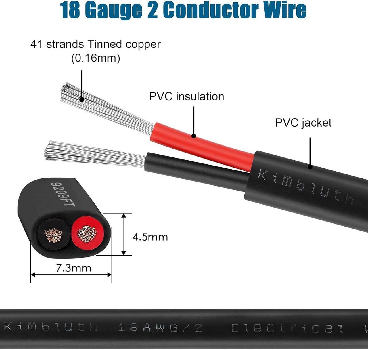 Alt view image 2 of 6 - 18 Gauge Wire 2 Conductor Electrical Wire, 18 AWG Wire Stranded PVC Cord Low Voltage Tinned Copper Wire for Marine, Automotive, LED Cord, Landscape Lighting (18 Gauge 100ft)