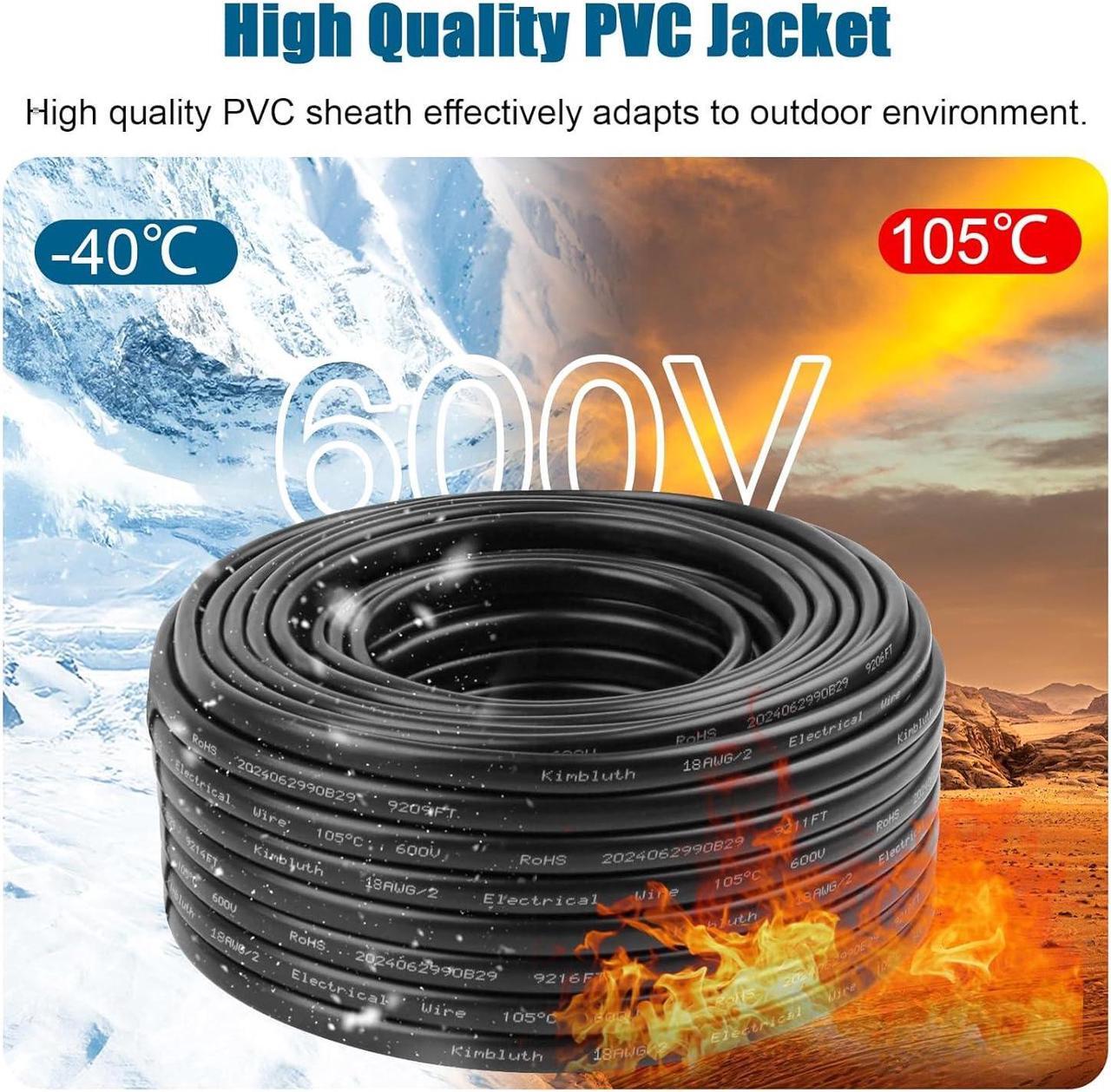 Alt view image 3 of 6 - 18 Gauge Wire 2 Conductor Electrical Wire, 18 AWG Wire Stranded PVC Cord Low Voltage Tinned Copper Wire for Marine, Automotive, LED Cord, Landscape Lighting (18 Gauge 100ft)