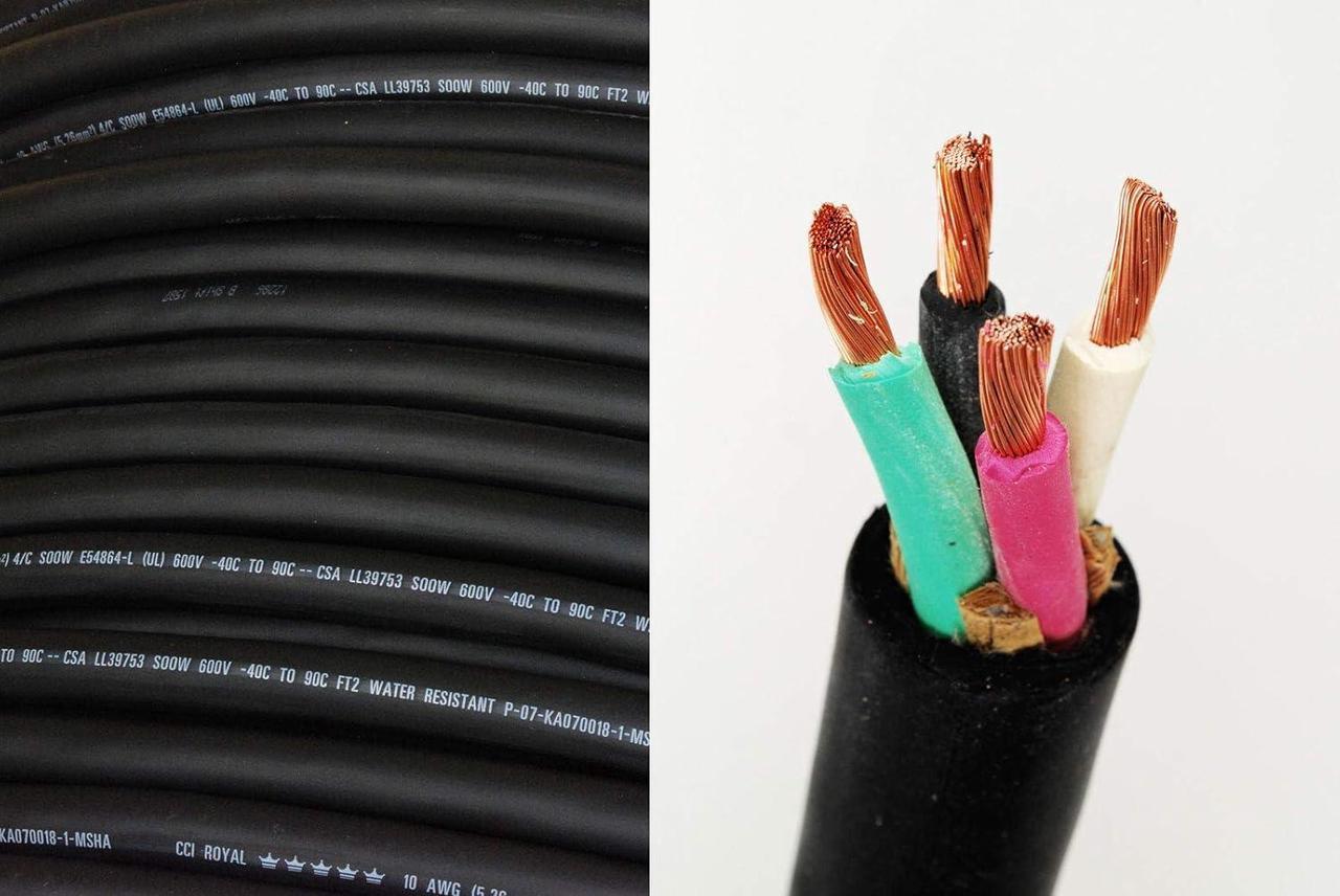 Main image of 50' 12/4 SOOW SO Electric Wire Cord  Heavy Duty Portable Power Cable for Indoor, Outdoor, Industrial  12 Gauge 4 Conductor Copper Wire  Black