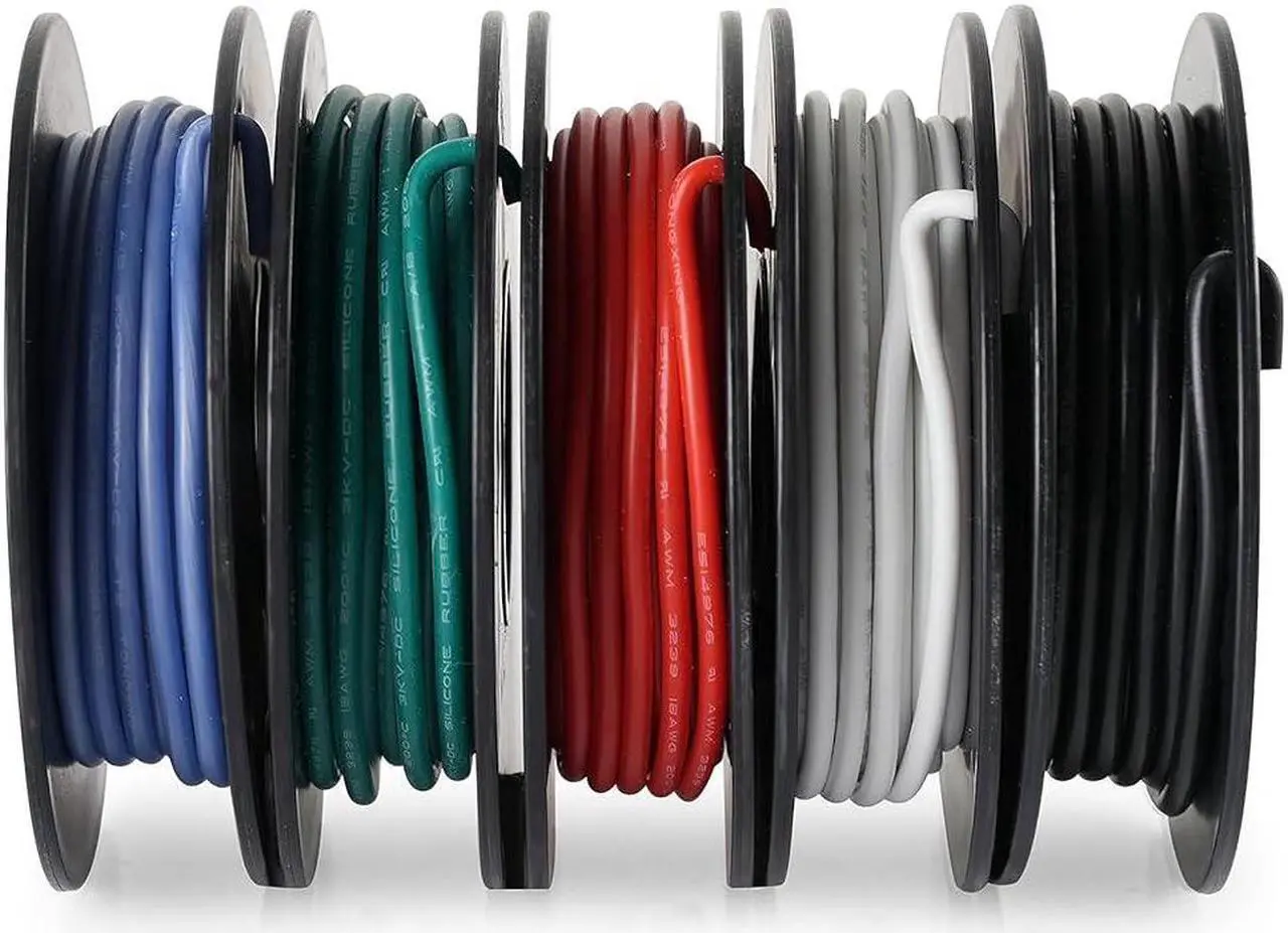 Alt view image 6 of 7 - 20 AWG Electrical Wire 20 Gauge Stranded Tinned Copper Wire Silicone UL3239 Flexible -60~200 3kv 5 Colors 16.4ft Each Wire for DIY (5x16.4ft White Black Red Green Blue)