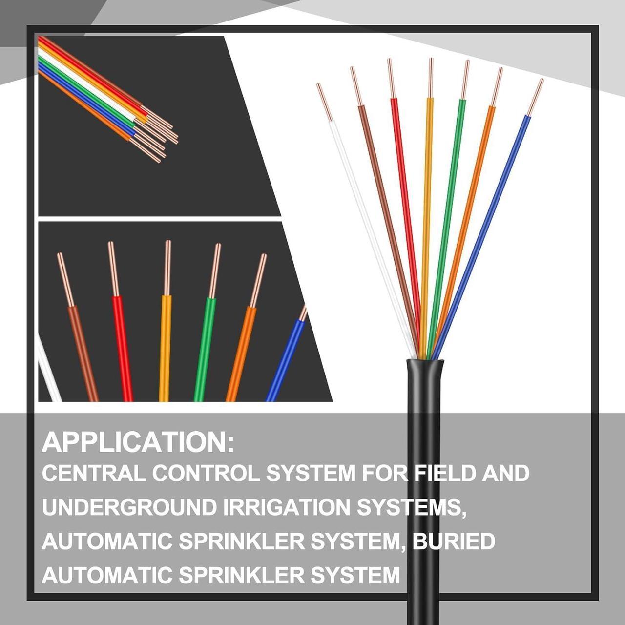 Alt view image 2 of 7 - Solid Sprinkler System Wire, 18 Gauge Irrigation Wire with UV Resistant PVC Jacket Sprinkler Cable for Underground Irrigation System, Field Central Control System, 30V, UL Listed (18/7, 100 Ft)