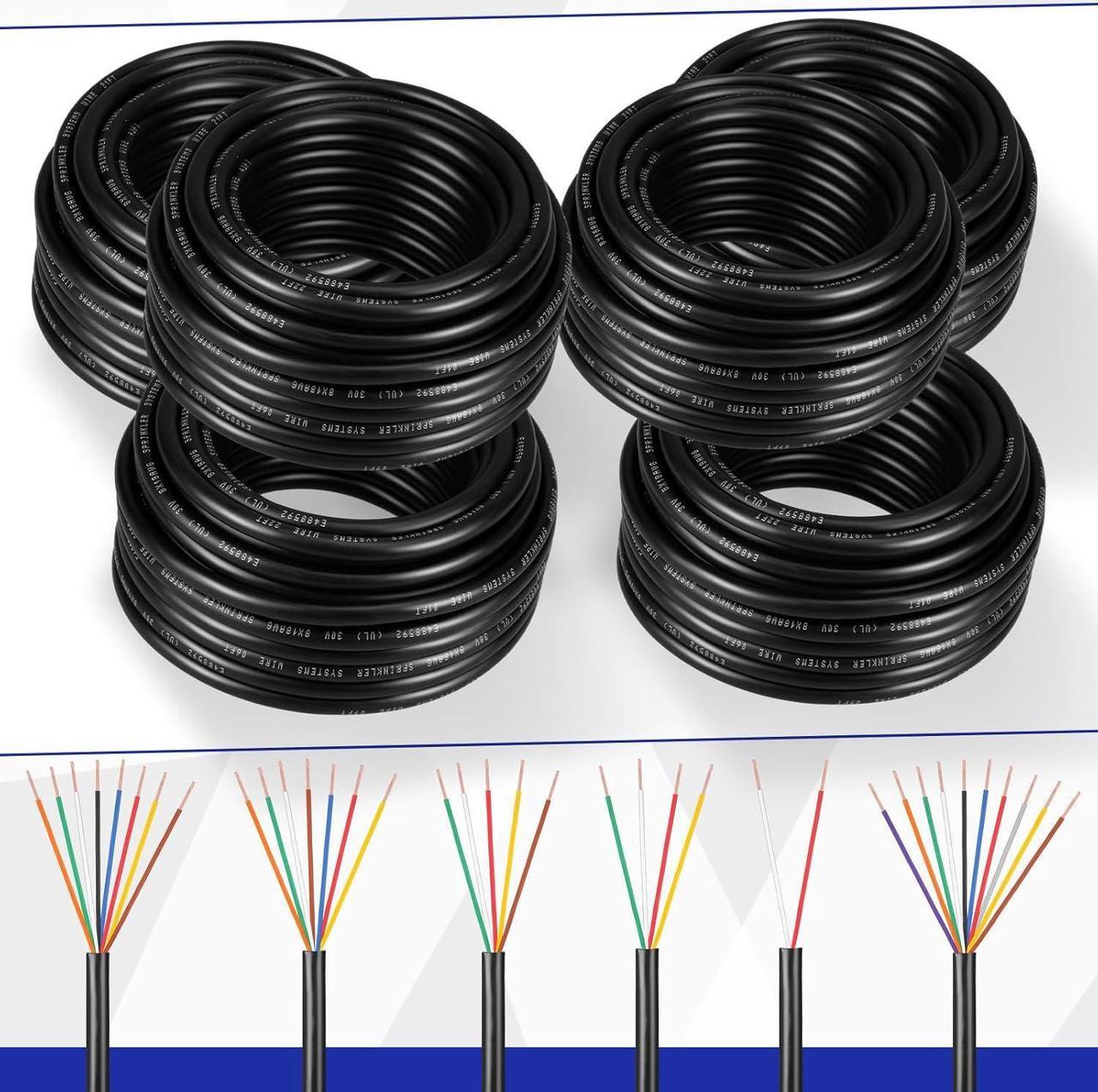 Alt view image 7 of 7 - Hoolerry Solid Sprinkler System Wire 18 Gauge Irrigation Wire with UV Resistant PVC Jacket Sprinkler Cable for Underground Irrigation System Field Central Control System 30V, UL Listed (18/4, 50 Ft)