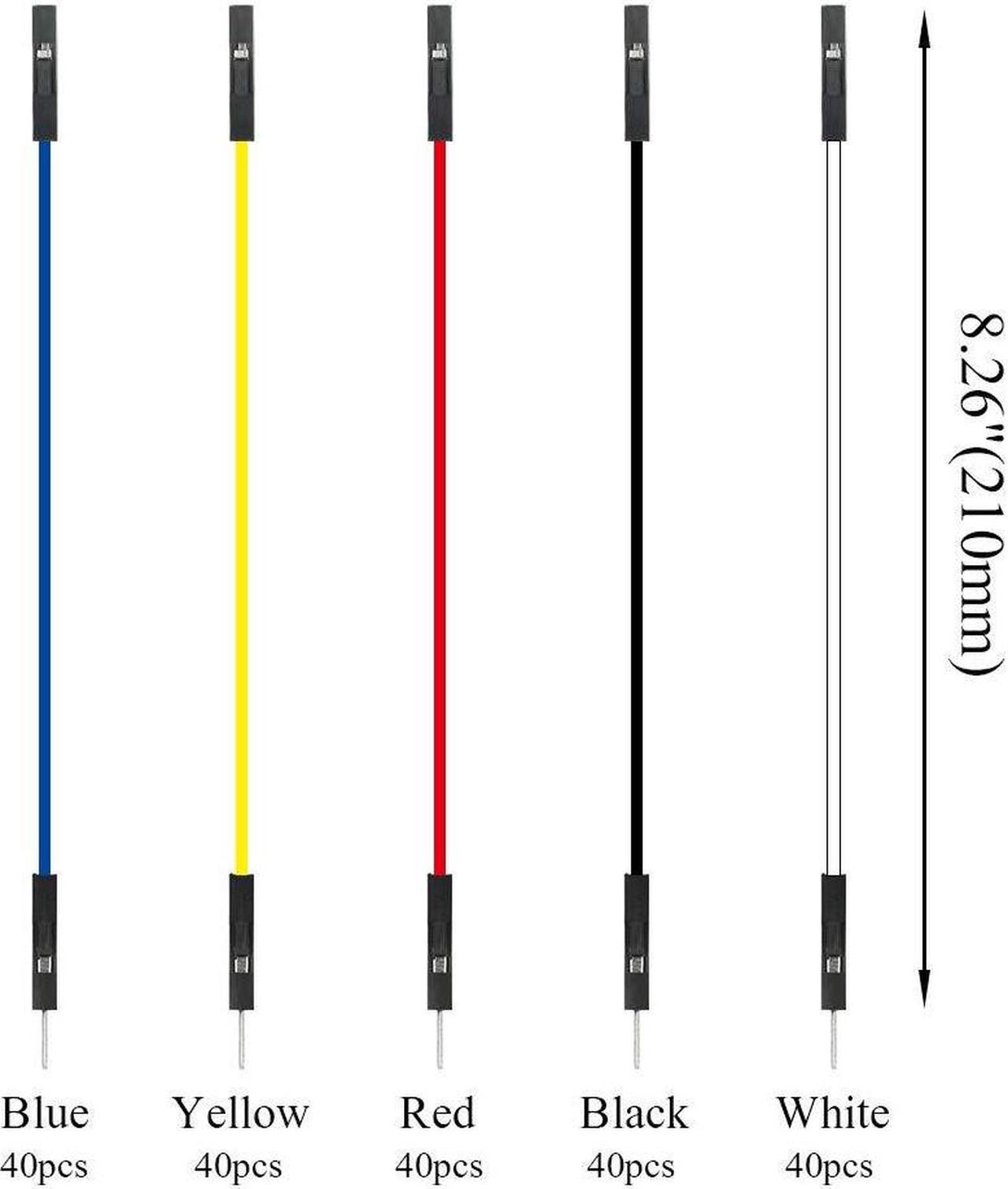 Alt view image 2 of 6 - 150Pcs 5 Colors 1Pin 2.54mm Female to Male Breadboard Jumper Wire PVC Soldering Brushless Motor Double-end Tinning Connector Cable(PCB Jump Circuit Board Cable Wire Set) 200mm