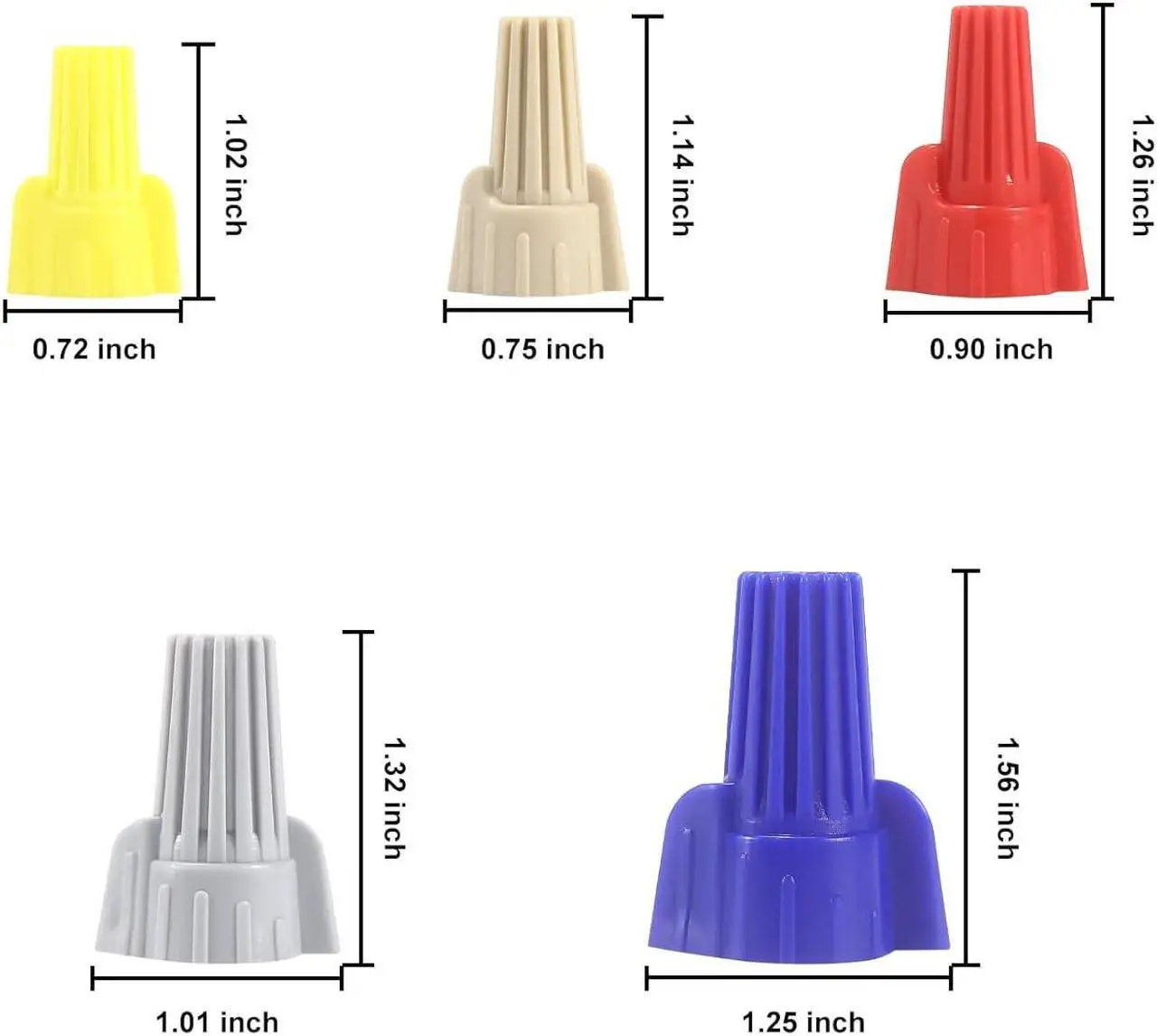 Alt view image 3 of 6 - 100pcs Winged Wire Nuts Connectors,Tan 22-10 AWG Easy Twist-on Electrical Screw Wire Caps (P12 Tan)