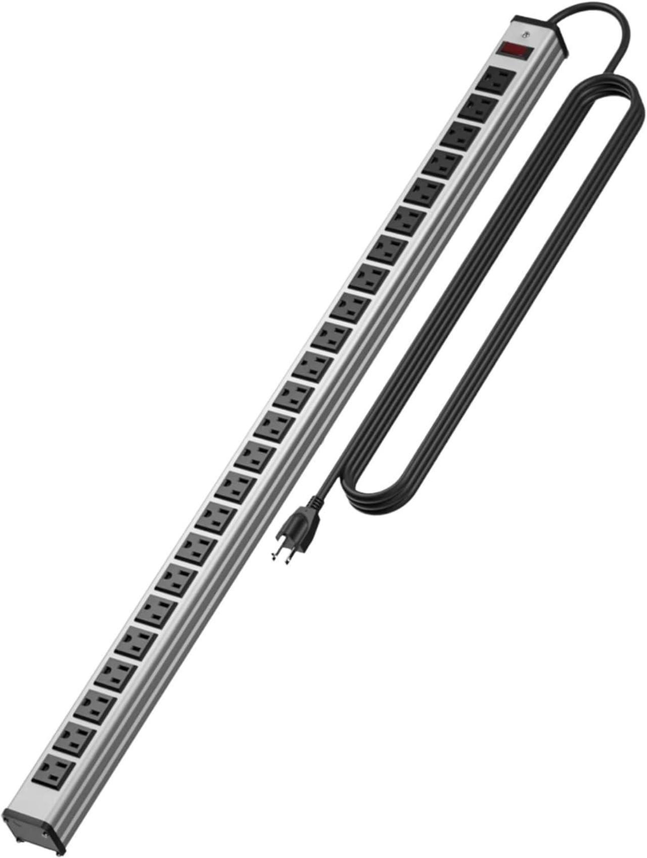 Main image of 24 Outlets Extra Long Power Strip,Heavy Duty Metal Socket Power Strip,Metal Power Strip with 15-Foot Extension Power Cord,ETL Certified