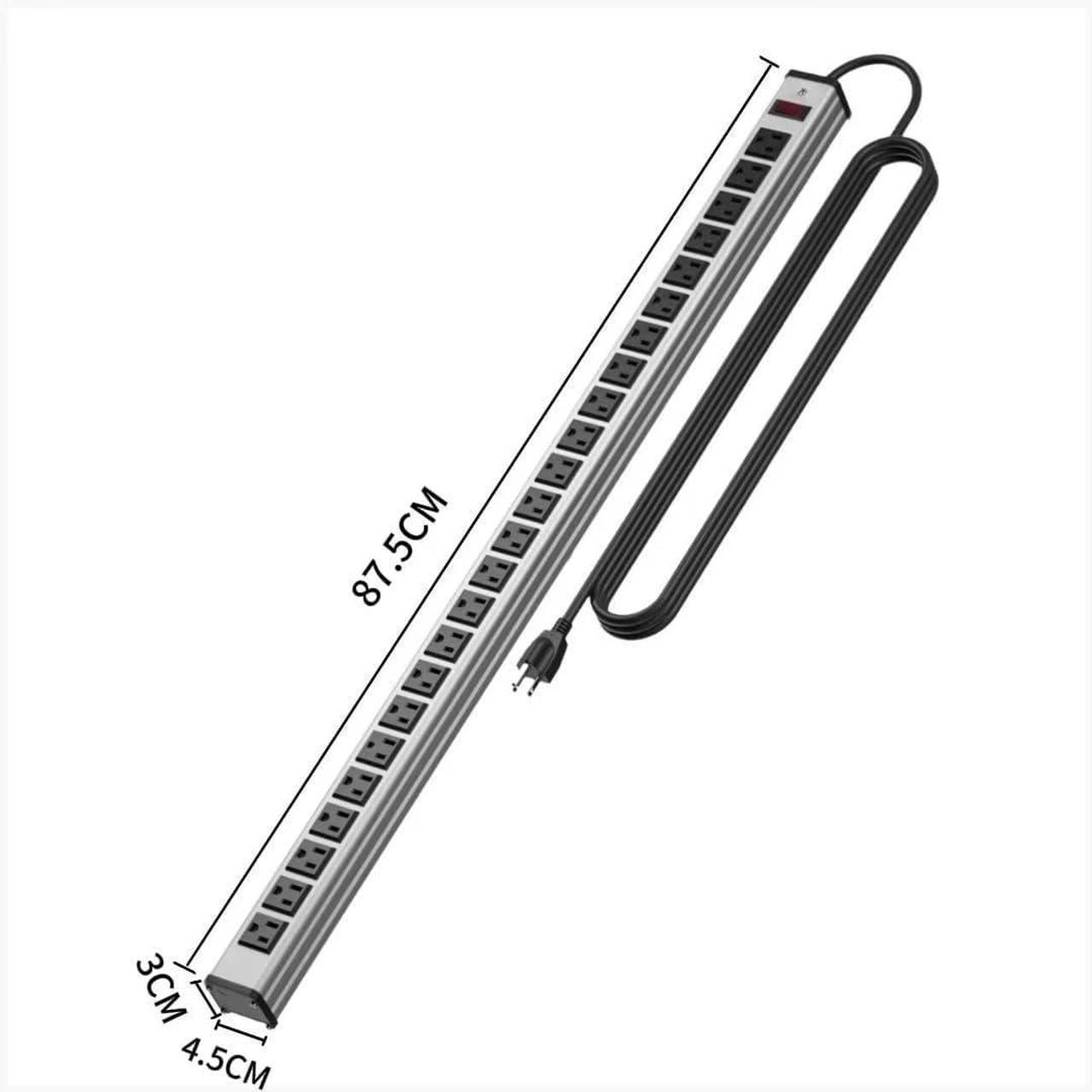 Alt view image 3 of 6 - 24 Outlets Extra Long Power Strip,Heavy Duty Metal Socket Power Strip,Metal Power Strip with 15-Foot Extension Power Cord,ETL Certified