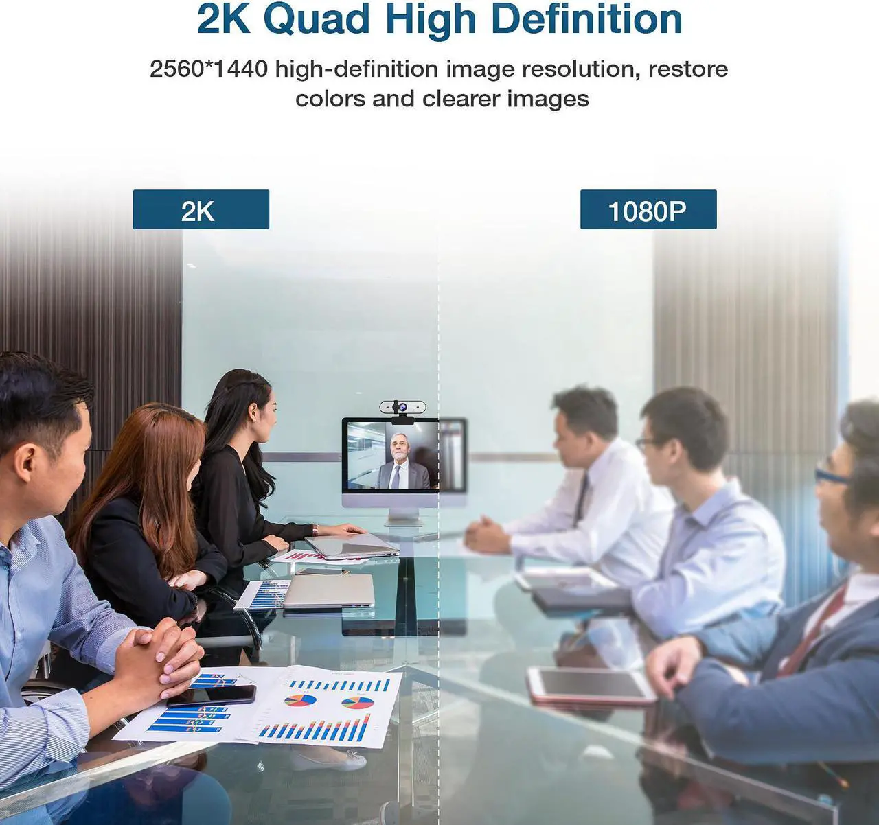 Alt view image 3 of 7 - CAMPARK 2K/1440P Webcam with Microphone for PC USB QHD Autofocus Web Cam with Webcam Cover Expandable Tripod Streaming Camera for Skype Streaming Teleconference etc.