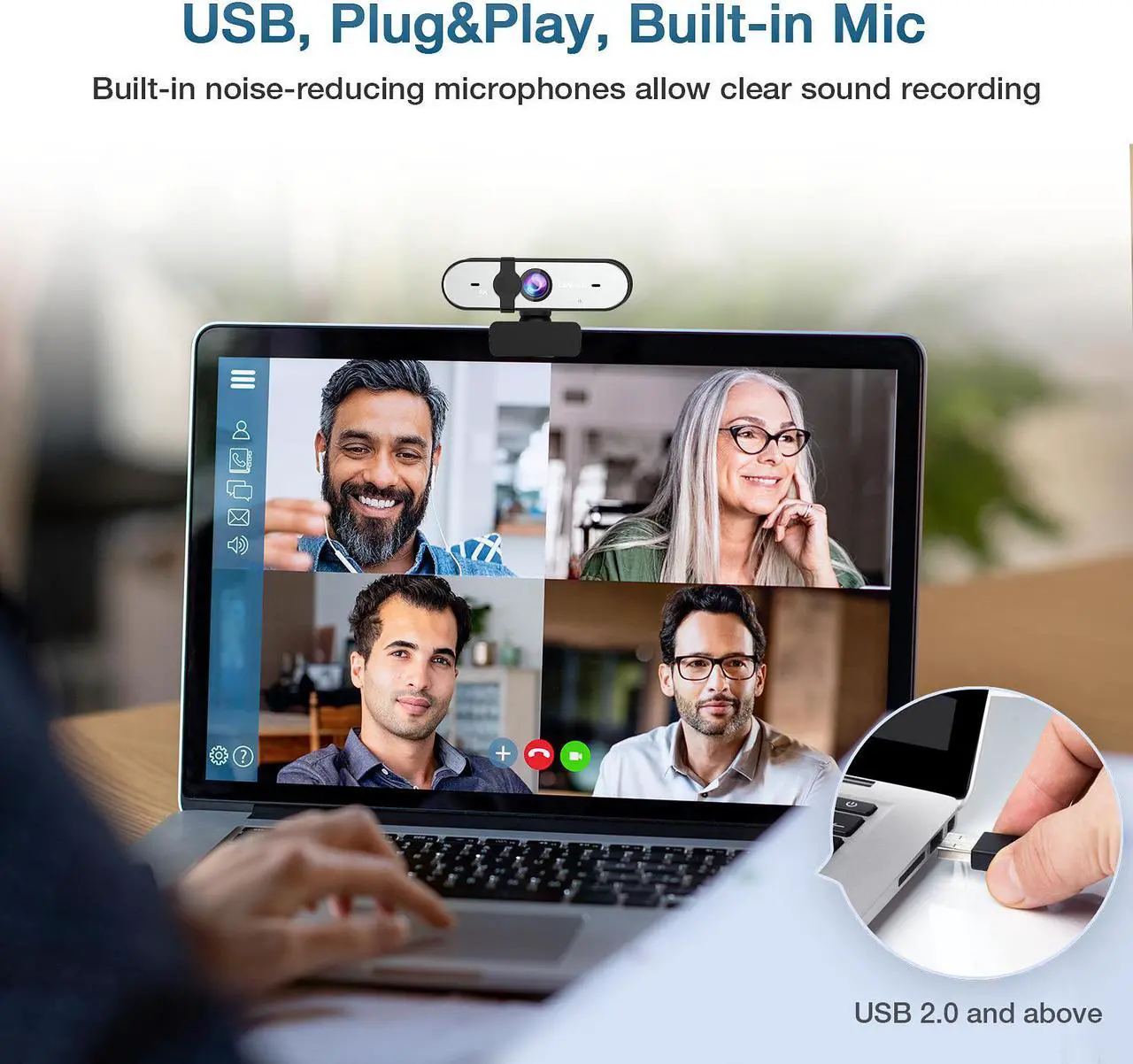 Alt view image 6 of 7 - CAMPARK 2K/1440P Webcam with Microphone for PC USB QHD Autofocus Web Cam with Webcam Cover Expandable Tripod Streaming Camera for Skype Streaming Teleconference etc.