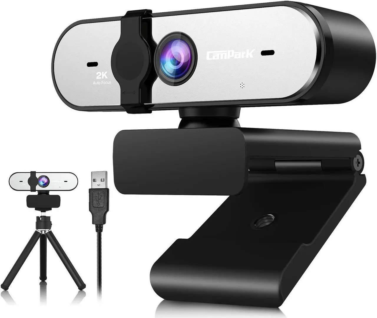 Main image of CAMPARK 2K/1440P Webcam with Microphone for PC USB QHD Autofocus Web Cam with Webcam Cover Expandable Tripod Streaming Camera for Skype Streaming Teleconference etc.