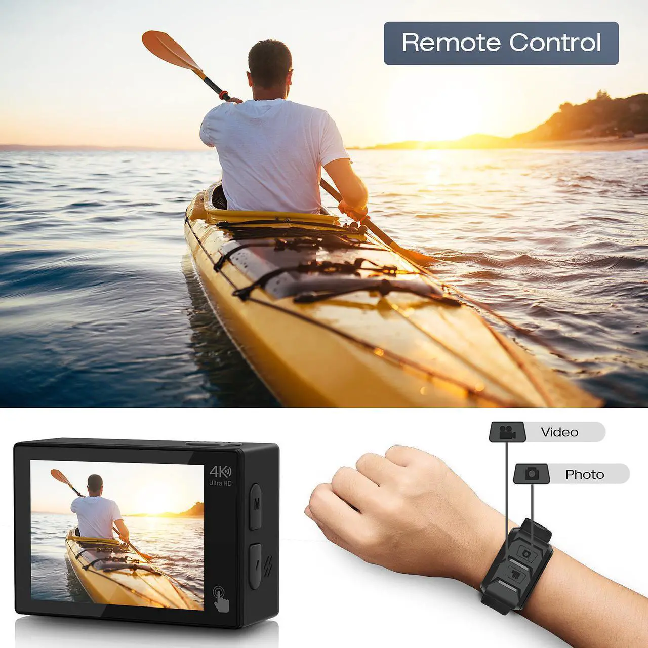 Alt view image 6 of 7 - CAMPARK Action Camera 4K 20MP Touch Screen WiFi Vlog Camera with Dual Color Screen EIS Sony Sensor Remote Control 131ft Underwater Waterproof Camera with 2 Batteries and Mounting Kits