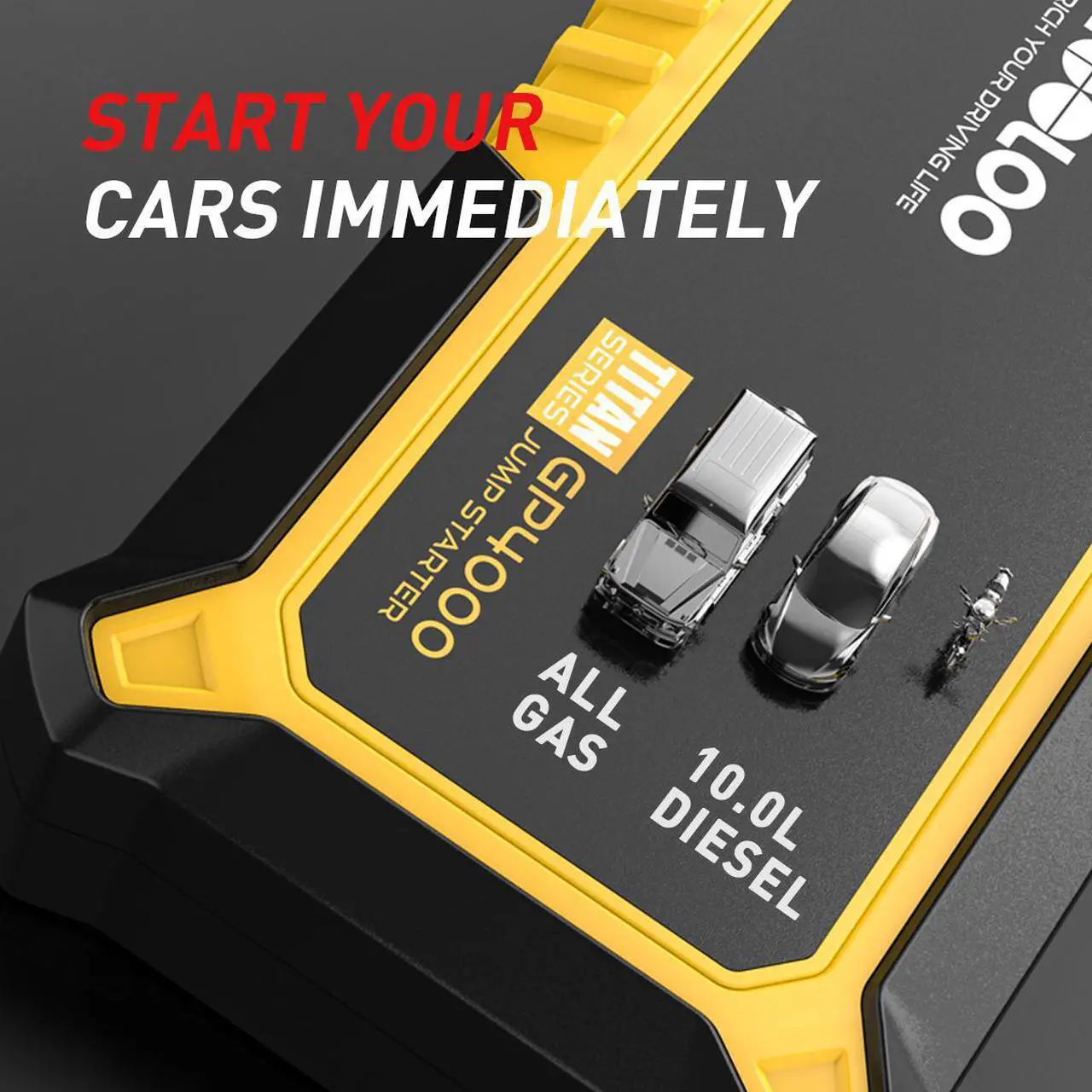 Alt view image 2 of 7 - 4000A Peak GOOLOO SuperSafe Car Jump Starter (All Gas, up to 10.0L Diesel Engine) 12V Auto Battery Jumper Booster + USB Quick Charge and Type C Port, Portable Power Pack for Trucks, SUVs