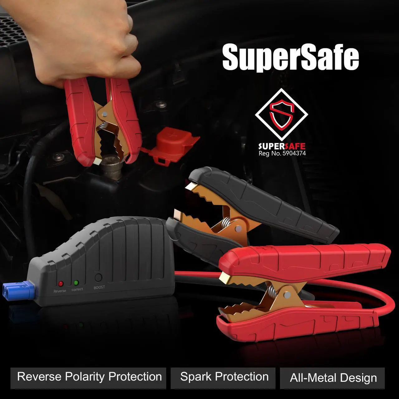 Alt view image 4 of 7 - 4000A Peak GOOLOO SuperSafe Car Jump Starter (All Gas, up to 10.0L Diesel Engine) 12V Auto Battery Jumper Booster + USB Quick Charge and Type C Port, Portable Power Pack for Trucks, SUVs