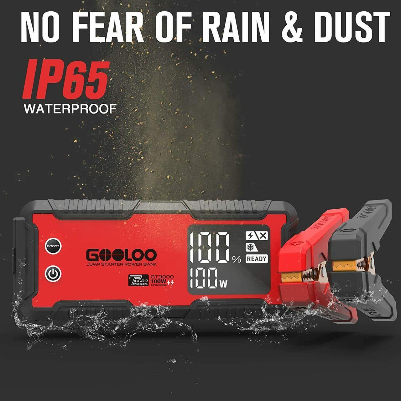 Alt view image 6 of 7 - GOOLOO GT3000 Jump Starter 3000A PD100W Fast Charging, SuperSafe 12V Lithium Portable Car Battery Booster Pack, 22800mAh Power Bank Charger Box with Jumper Cables for 8L Diesel and 10L Gas Engines