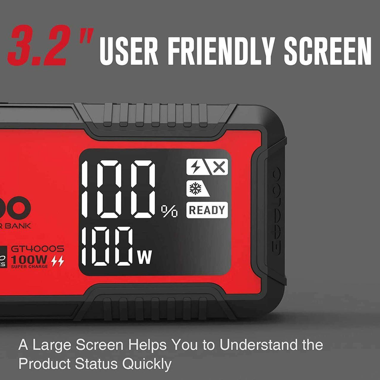 Alt view image 5 of 6 - GOOLOO GT4000S Jump Starter 24000mAh 4000A Car Starter PD100W Two-Way Fast-Charging Portable Car Battery Charger Booster Pack Up to 10L Diesel and 12L Gas Engines, 12V Lithium SuperSafe Jump Box
