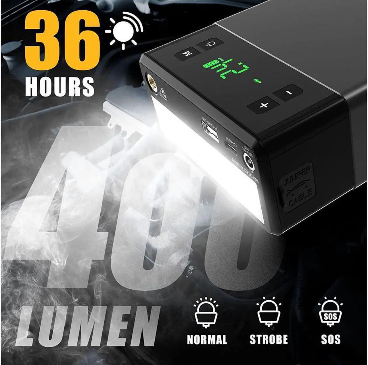 Alt view image 6 of 7 - VTOMAN X1 Car Jump Starter with Air Compressor, 2500A Battery Starter with 100PSI Digital Tire Inflator, 12V Lithium Jump Box, LIFEBMS Car Battery Booster for 8.5L Gas or 6.0L Diesel Engines