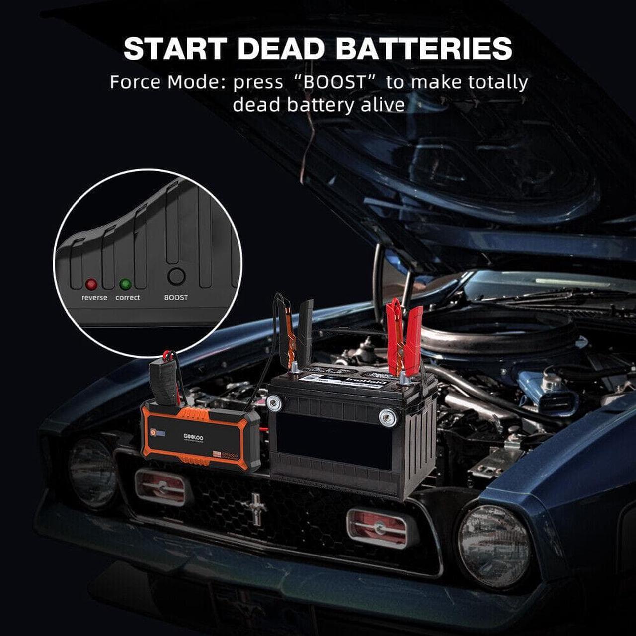 Alt view image 3 of 7 - GOOLOO GP4000 4000A Peak Jump Starter 12V trickle  USB Quick Charge and Type C Port 24000mAh Portable Power Bank for All Gas/up to 10.0L Diesel Engine with EVA Protection Case