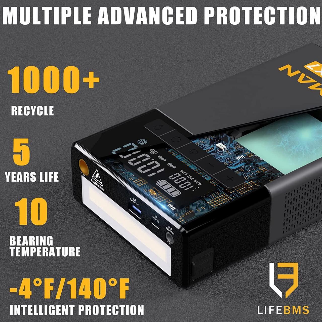 Alt view image 7 of 7 - VTOMAN X7 4250A Jump Starter with Air Compressor, Car Starter with 160PSI Digital Tire Inflator,99.2Wh 12V Lithium Battery Charger Booster Box with Type-C Quick Charge for Up 10L Gas/10L Diesel Engine