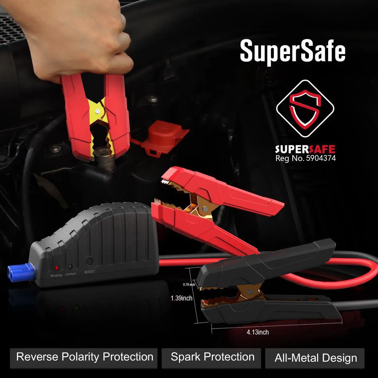 Alt view image 5 of 7 - GOOLOO Upgraded GP3000 Jump Starter 3000A Peak Car Starter (Up to 9L Gas or 7L Diesel Engine) 12V Jump Box Auto Lithium Battery Booster SuperSafe Portable Power Pack with USB Quick Charge, Type-C Port