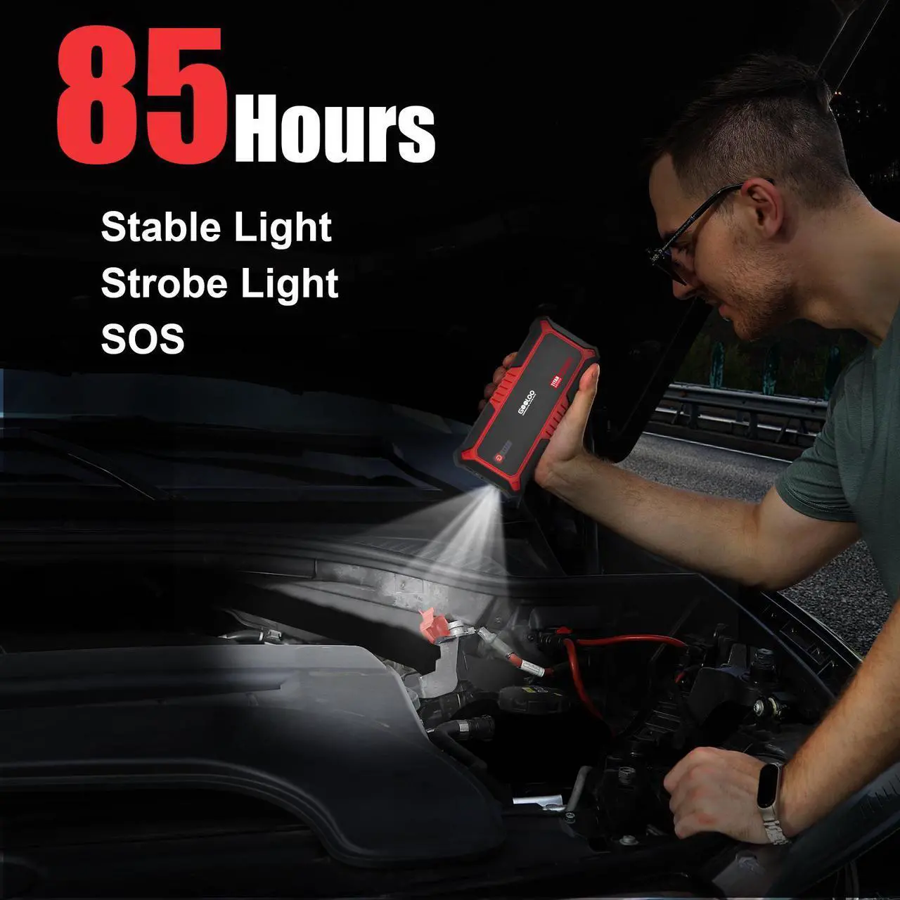 Alt view image 4 of 7 - GOOLOO Upgraded GP3000 Jump Starter 3000A Peak Car Starter (Up to 9L Gas or 7L Diesel Engine) 12V Jump Box Auto Lithium Battery Booster SuperSafe Portable Power Pack with USB Quick Charge, Type-C Port