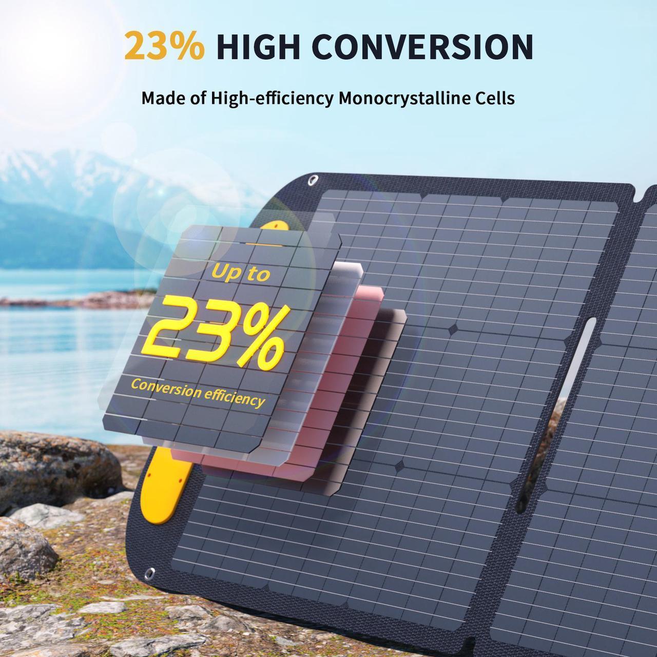 Alt view image 2 of 7 - VTOMAN VS200 Pro Portable Solar Panel 200W 48V, 23% Efficiency Foldable Solar Panel w/ IP67 Waterproof & MC-4 Anderson XT60 DC5521 Adapters & Adjustable Kickstands, Off-Grid Power for Home & Camping