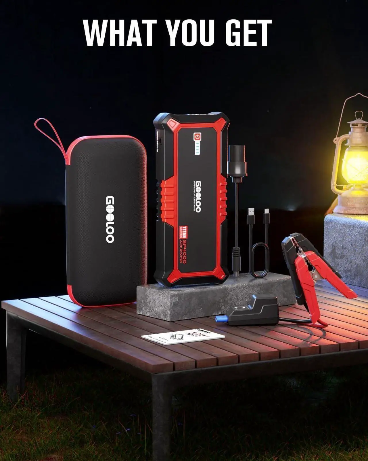 Alt view image 7 of 7 - GOOLOO GP4000 4000A Peak Car Battery Jump Starter, Portable Battery Booster for Up to All Gas or 10L Diesel Engine, SuperSafe 12V Lithium Jump Box Power Pack with Jumper Cable,Red