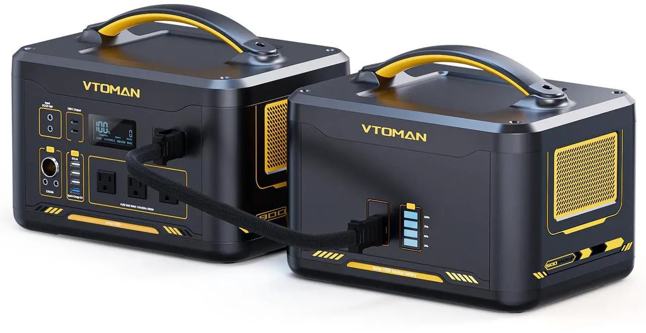 Main image of Vtoman 3096Wh Solar Generator with Extra Battery Included, 1800W (Peak 3600W) LiFePO4 Battery Power Station for Power Outages, RV, Camping, Emergencies