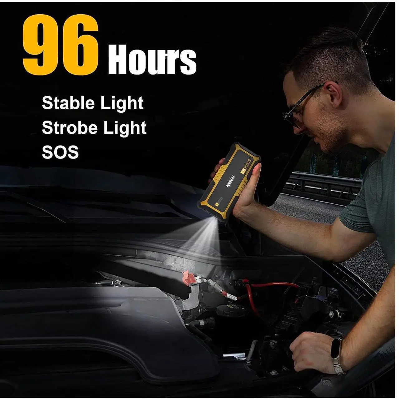 Alt view image 3 of 7 - GOOLOO GP4000 Jump Starter 4000A Peak Car Starter (All Gas,up to 10.0L Diesel Engine) SuperSafe 12V Lithium Jump Box,Auto Battery Booster Pack,Portable Power Bank with USB Quick Charge and Type C Port