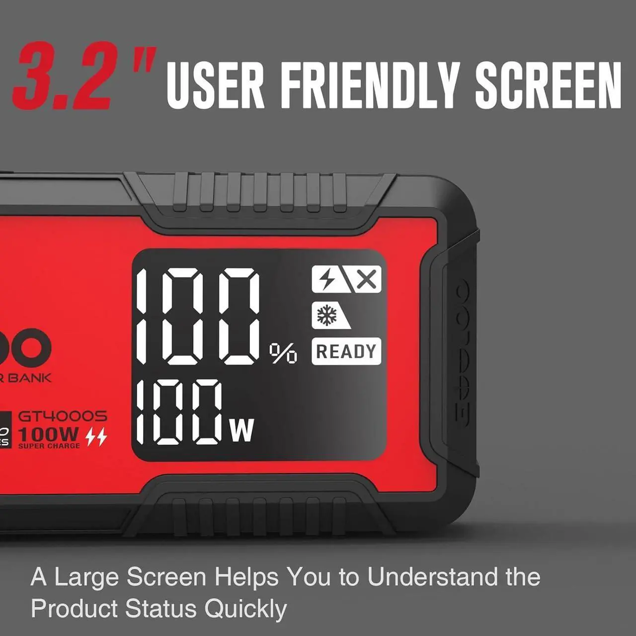 Alt view image 5 of 7 - GOOLOO GT4000S Jump Starter 100W Two-Way Fast-Charging Portable Car Jump Starter EVA Storage Case