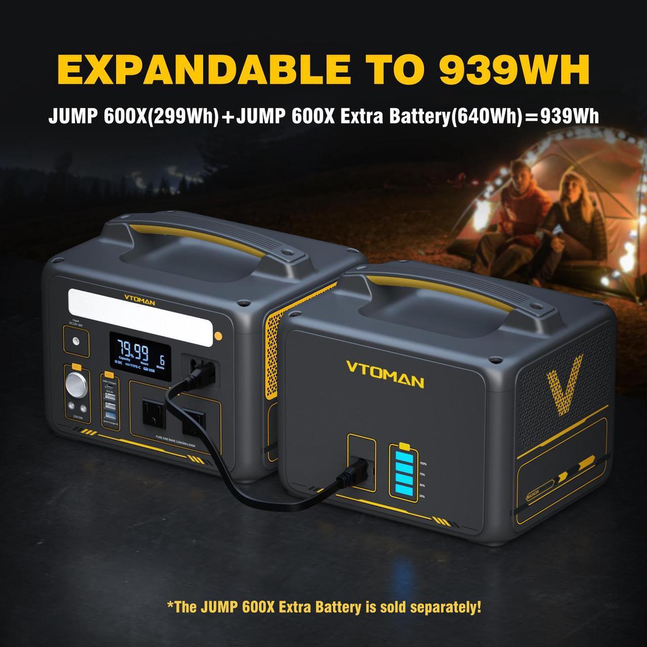 Alt view image 7 of 7 - VTOMAN 600W Portable Power Station, LFP Battery Powered Generator with 2x 600W AC Outlets (Surge 1200W), 4x USB ports, 3x DC Output for Outdoor Camping, Vehicle Emergency, Electric Backup