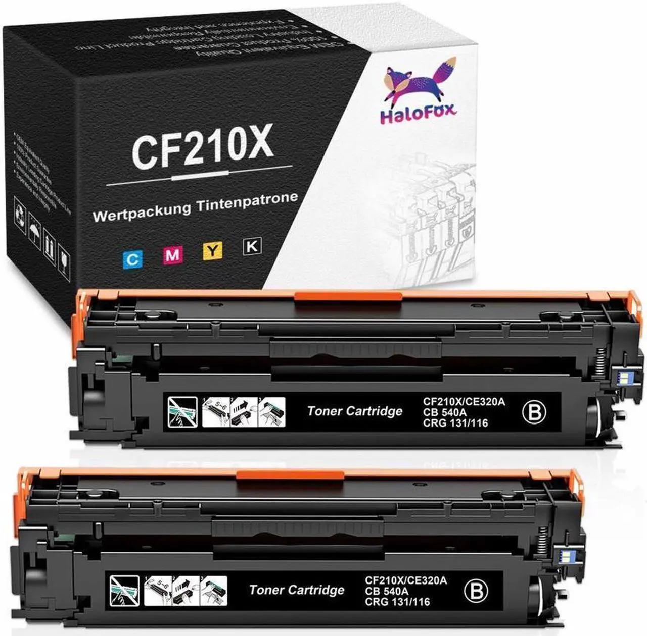 Main image of 2 PK Black Toner Cartridge for  CF210X 131X Color Laserjet Pro200 M251nw M276n