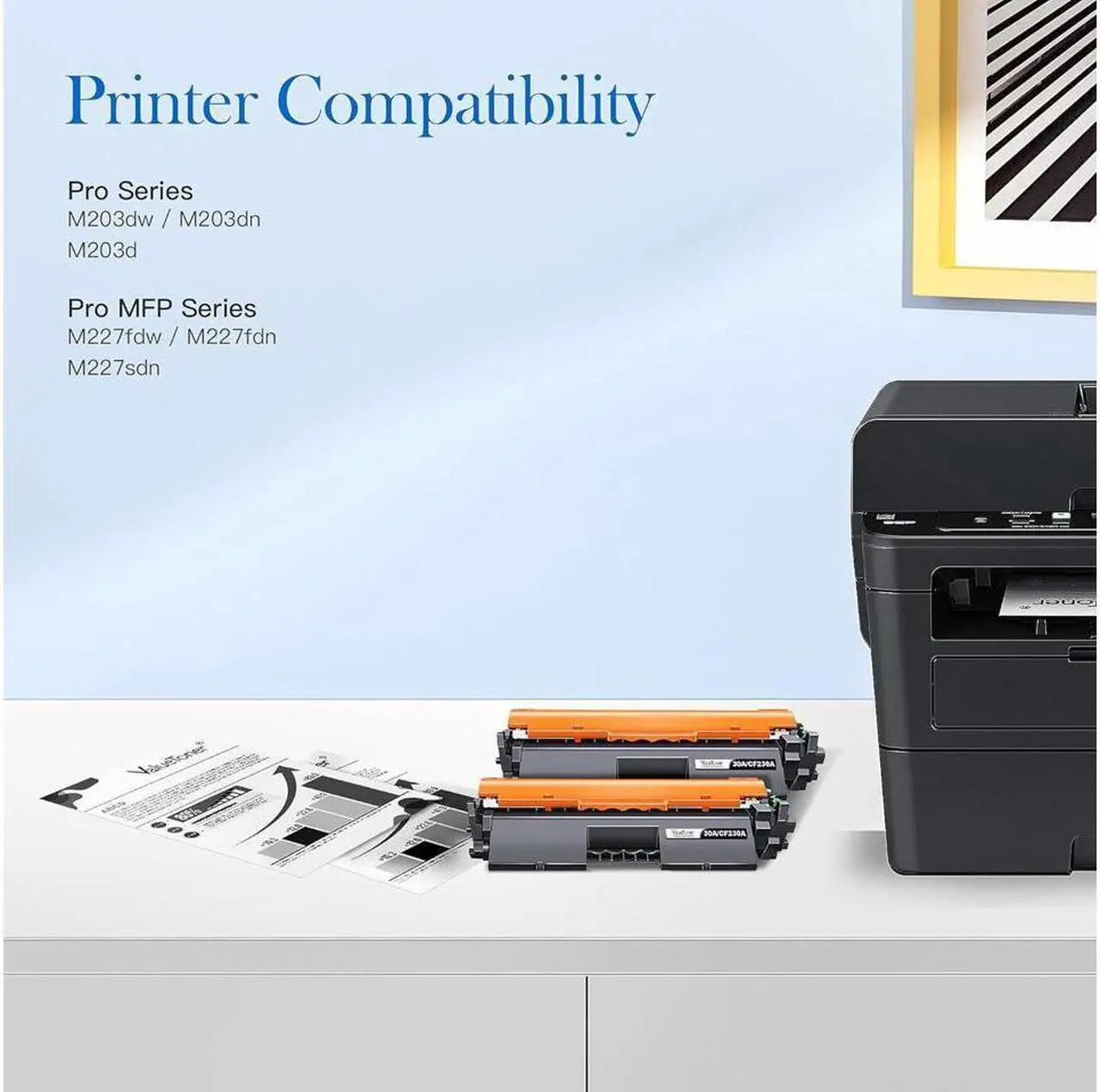 Alt view image 3 of 5 - Valuetoner Compatible Toner Cartridge Replacement for  30A CF230A 30X CF230X for Laserjet Pro MFP M203dw M227fdn M227fdw M203dn M203d M227sdn M227 M203 Printer (2 Black)