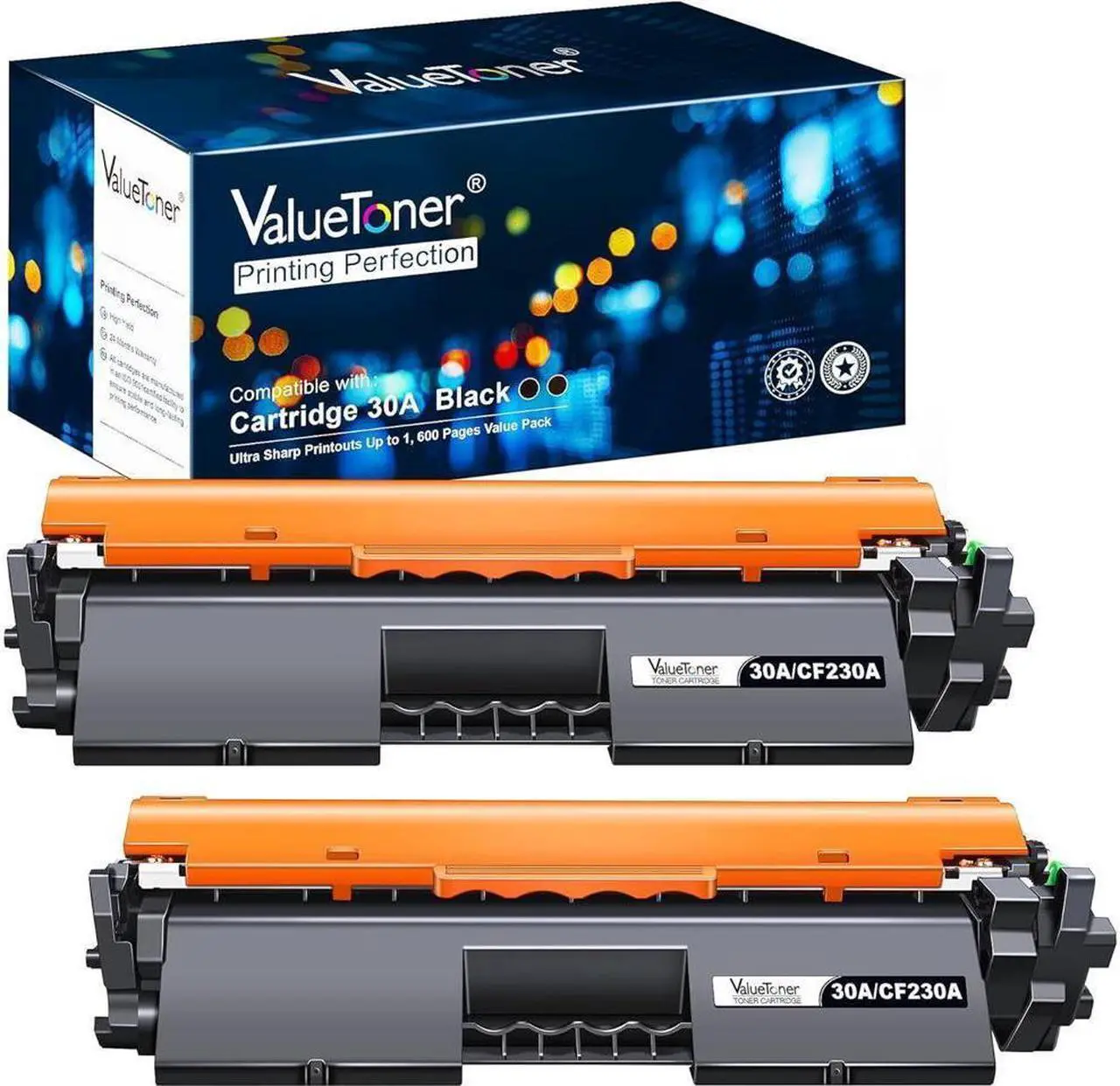 Main image of Valuetoner Compatible Toner Cartridge Replacement for  30A CF230A 30X CF230X for Laserjet Pro MFP M203dw M227fdn M227fdw M203dn M203d M227sdn M227 M203 Printer (2 Black)