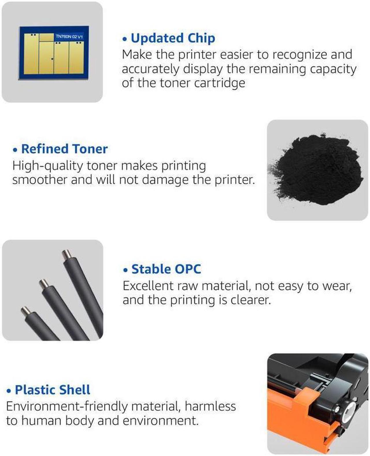 Alt view image 4 of 4 - 8Pack TN760 Toner Compatible for Brother MFC-L2710DW L2750DW DCP-L2550DW TN730