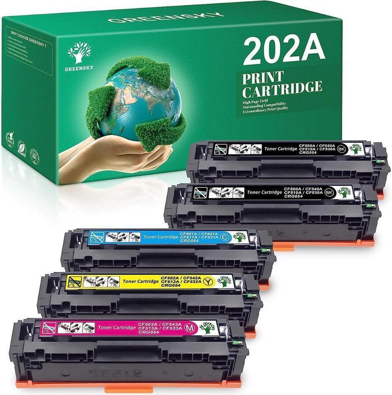 Main image of GREENSKY Compatible Toner Cartridges Replacement for 202A CF500A 202X Color Pro MFP M281fdw M281cdw M254dw M281fdn M254dn M254nw M280nw Printer (Black Cyan Yellow Magenta, 5 Packs)