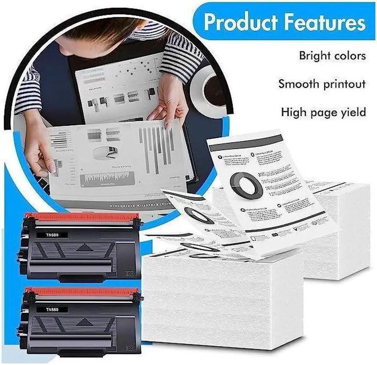 Alt view image 4 of 5 - 2PACK TN880 For Brother TN-880 Toner Cartridges MFC-L5800DW L5850DW DCP-L5500DN