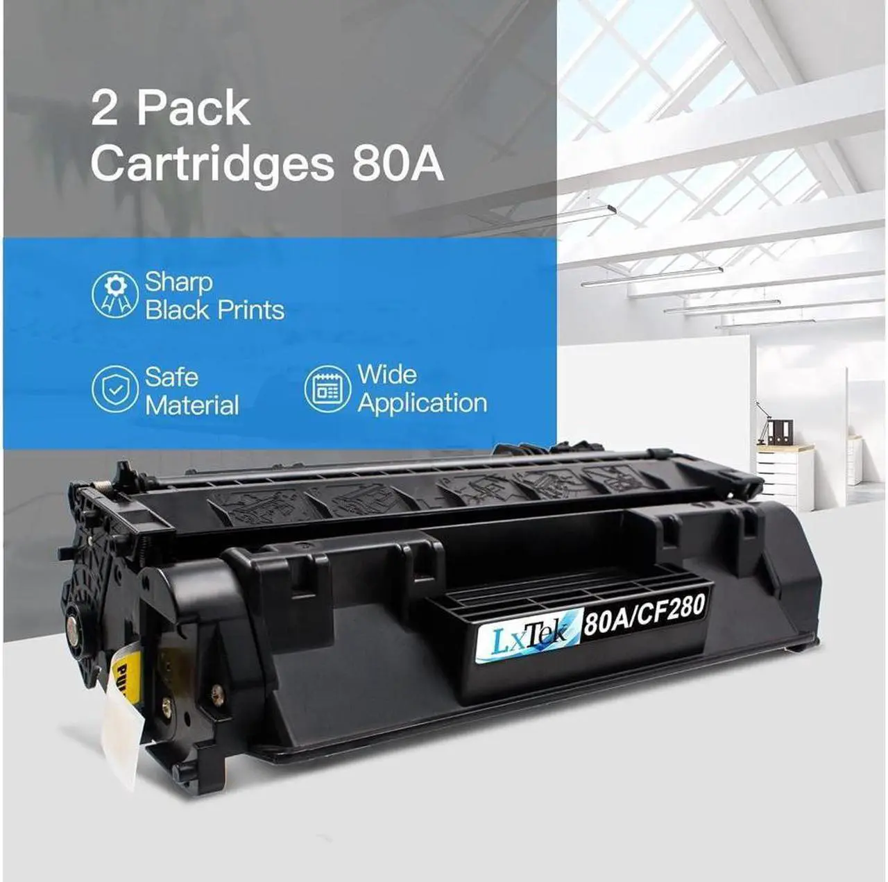 Alt view image 4 of 5 - LxTek Compatible Toner Cartridge Replacement for 80A CF280A 80X CF280X 05A CE505A Compatible with Laserjet Pro 400 M401dne M401dn M401dw M401n, Pro 400 MFP M425dn M425dw (2 Black, High Yield)