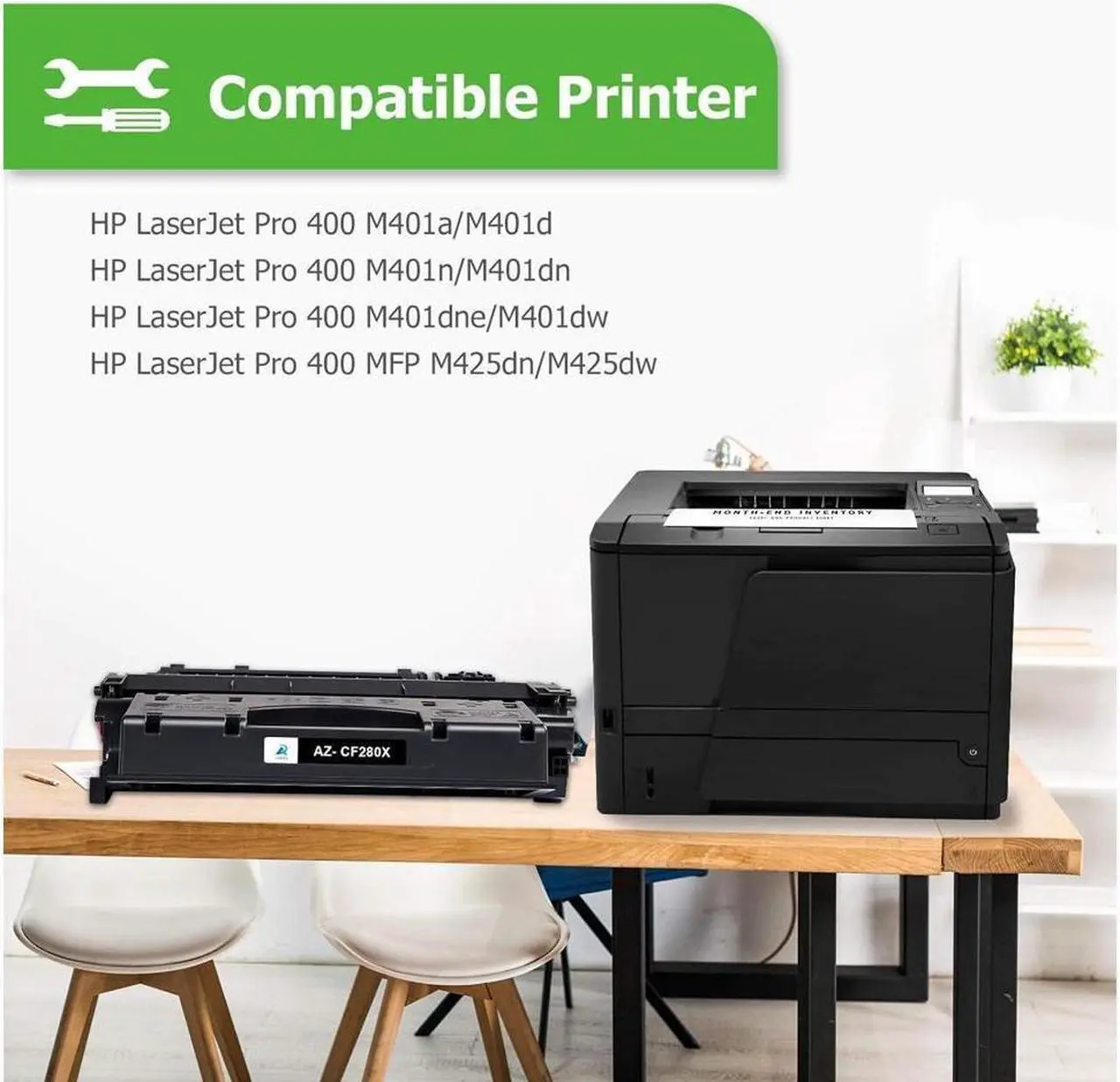 Alt view image 3 of 5 - Aztech Compatible CF280X Toner Cartridge Replacement for 80X CF280X 80A CF280A Pro 400 M401A M401D M401N M401DNE MFP M425DN (Black, 2-Packs)