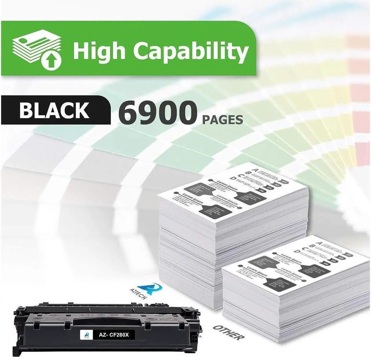 Alt view image 2 of 5 - Aztech Compatible CF280X Toner Cartridge Replacement for 80X CF280X 80A CF280A Pro 400 M401A M401D M401N M401DNE MFP M425DN (Black, 2-Packs)