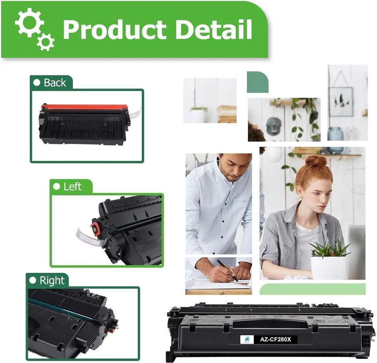 Alt view image 4 of 5 - Aztech Compatible CF280X Toner Cartridge Replacement for 80X CF280X 80A CF280A Pro 400 M401A M401D M401N M401DNE MFP M425DN (Black, 2-Packs)