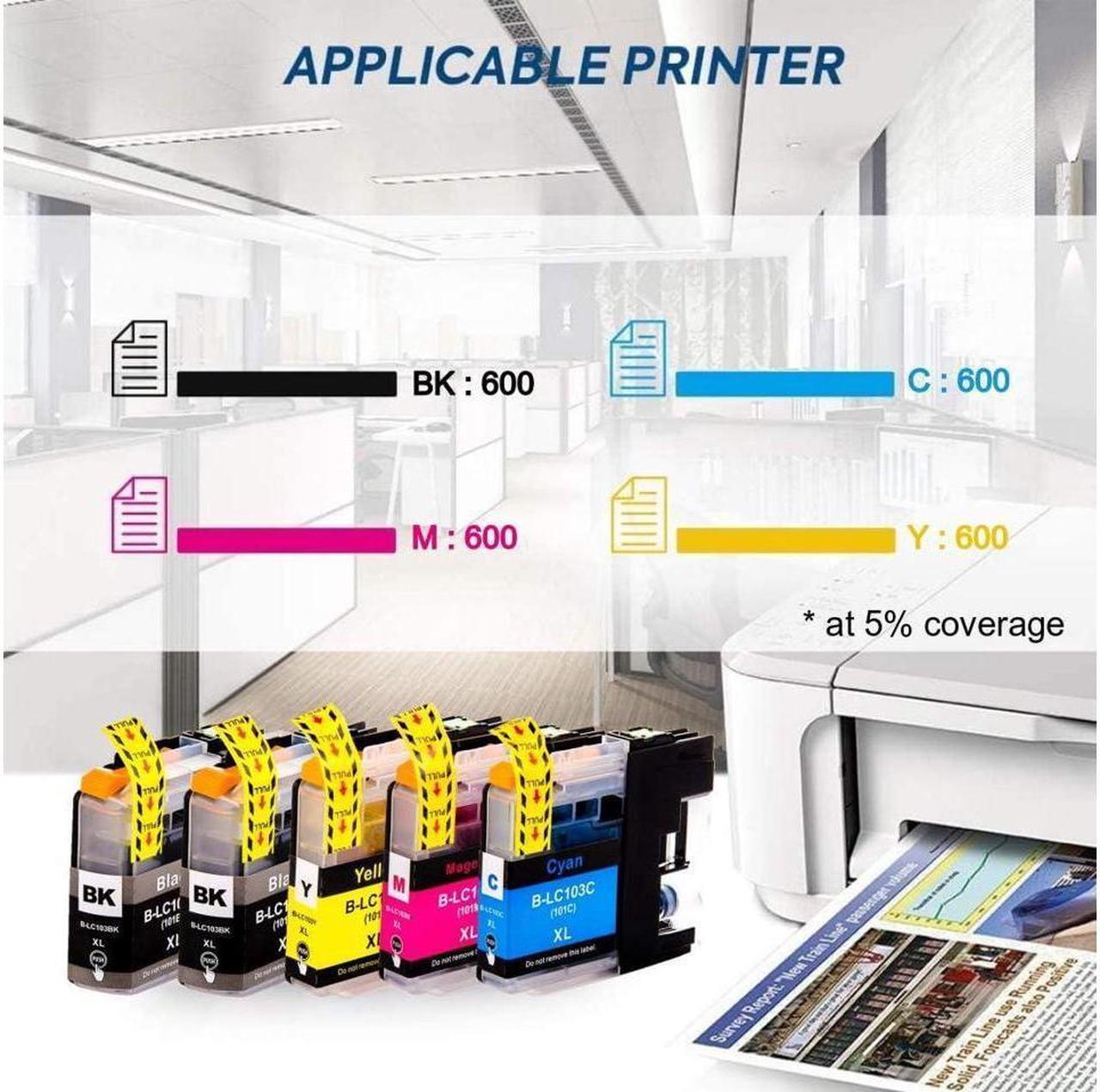 Alt view image 3 of 5 - Compatible Brother LC103 Ink Cartridges, LC103XL LC101 Ink Cartridges for Brother Printer MFC-J870DW MFC-J6920DW MFC-J6520DW MFC-J450DW MFC-J470DW (4 Black, 2 Cyan, 2 Magenta, 2 Yellow)