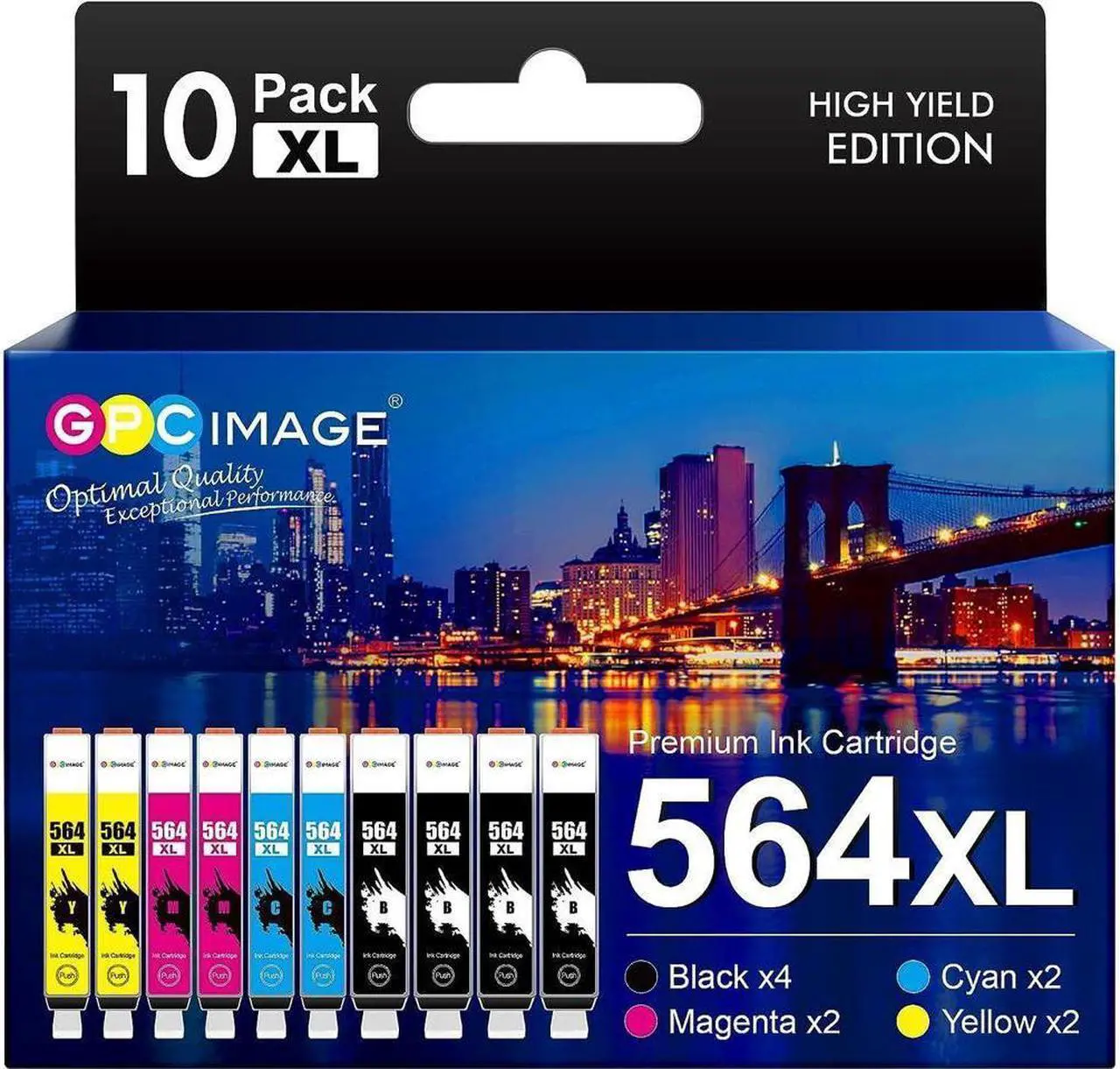 Main image of GPC Image 10 Pack Compatible Ink Cartridge Replacement  564XL 564 XL compatible with DeskJet 3520 3522 Officejet 4620 Photosmart 5520 6510 6515 6520 7520 7525 Printer (Black Cyan Magenta Yellow)