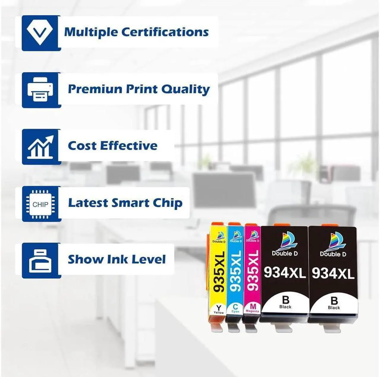 Alt view image 4 of 5 - 934XL 935XL Ink Cartridges Compatible Replacement  934 and 935 High Yield Work with Officejet 6810 Officejet Pro 6830 6230 6835 6812 6815 6820 6220 6800 (2BK/C/M/Y, 5 Pack)